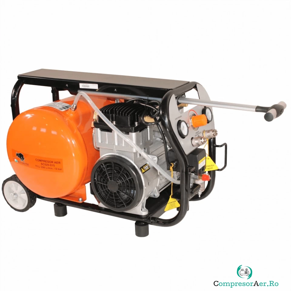 Compresor de aer fara ulei Bisonte SC020-015, debit aer 206 l/min Butelie 15 L la 1,505.99 lei ron