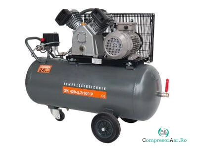 Compresor de aer profesional cu piston - 2,2kW, 420 L/min, 10 bari - Rezervor 100 Litri - WLT-PROG-420-2.2/100A la 4,314.26 lei ron