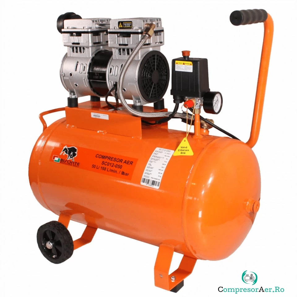 Compresor de aer fara ulei Bisonte SC012-050, debit aer 168 l/min. butelie 50 l